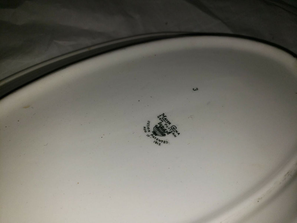 RARE Antique 1915 Mayer China Gem Pattern Plates 2 Piece Serving Platter Set