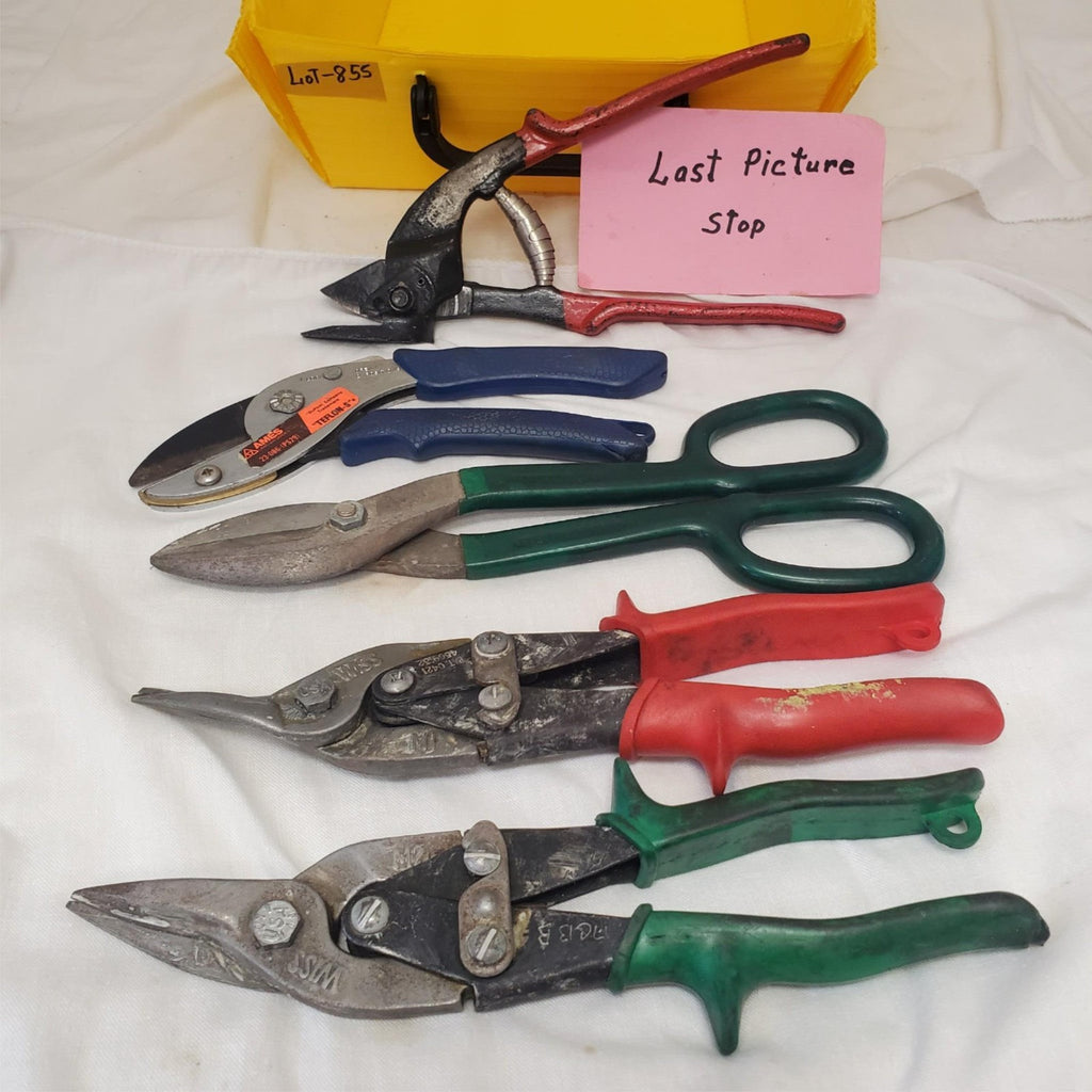 Lot of 5 Metal Snips Shears Pruners Tin Cutting Tools LOT-855