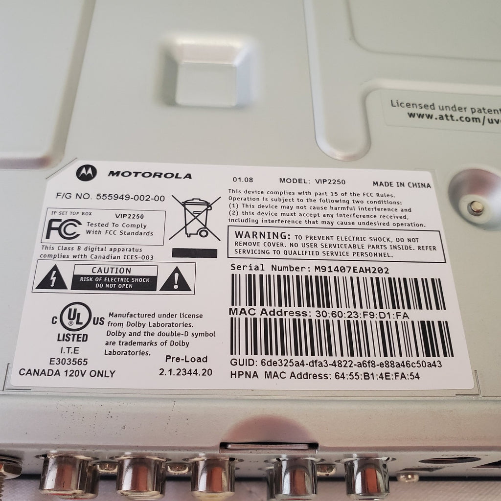 AT&T U-Verse VIP2250 HD DVR Cable Box Receiver