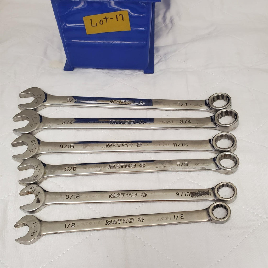 Lot of 6 Assorted Matco Combination Wrench Set Lot-17