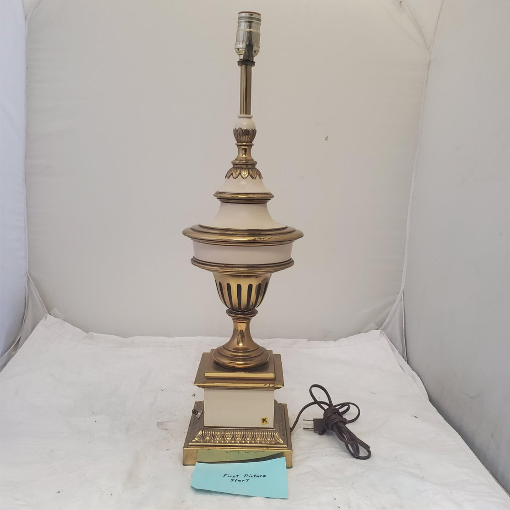 Vintage Stiffel Solid Brass Urn Trophy Ivory Enamel Lamp K