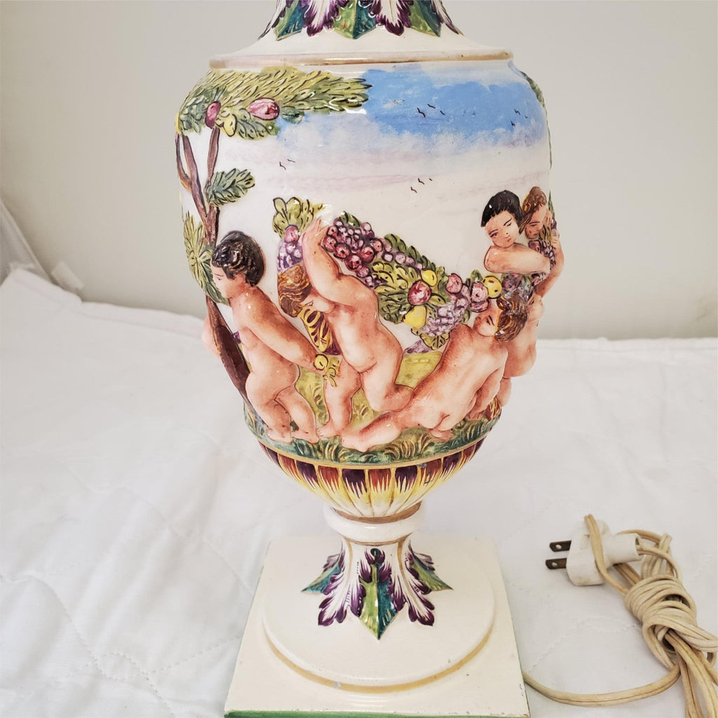 Vintage Antique Painted Italian Table Lamp