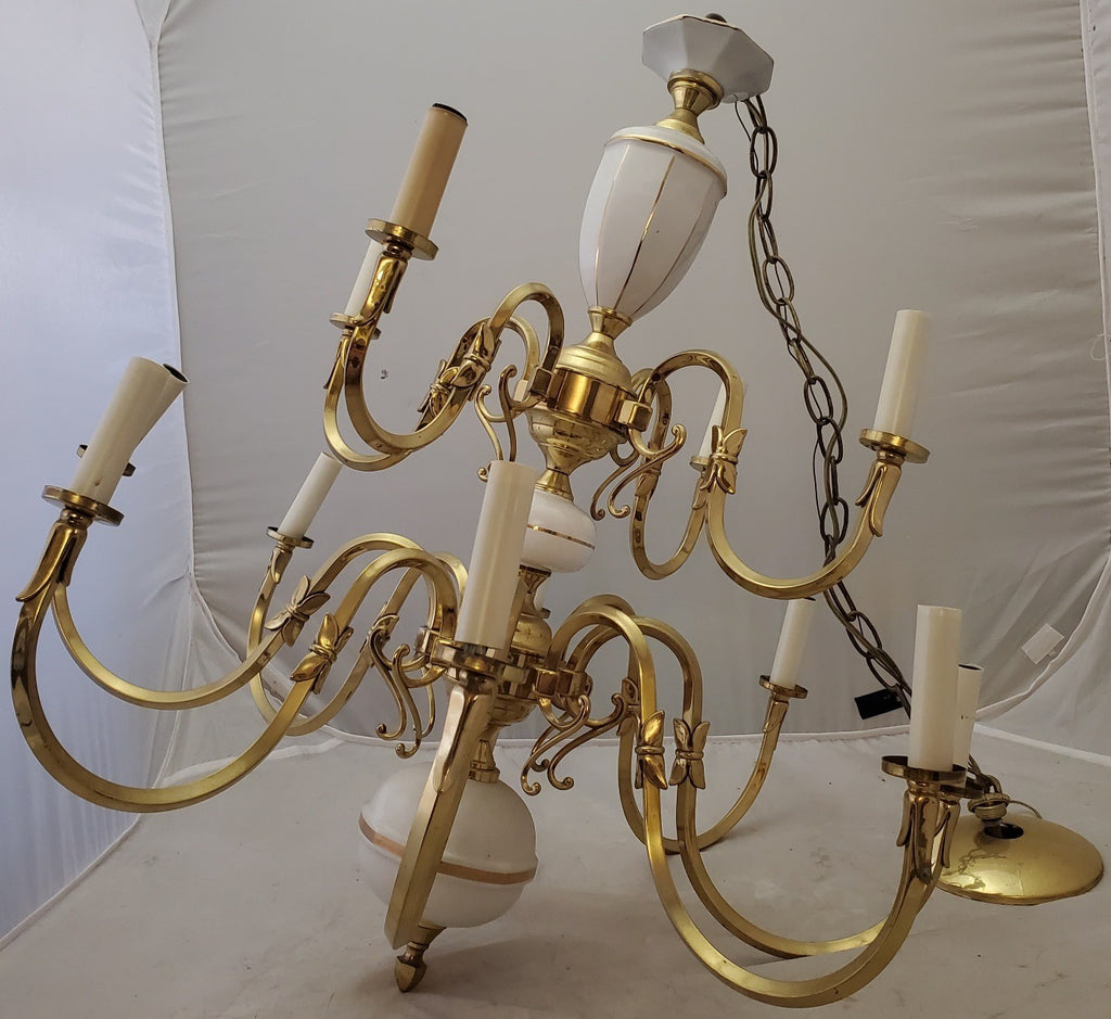 Vintage Incandescent Fixture Brass Candle Chandelier Hanging Lamp