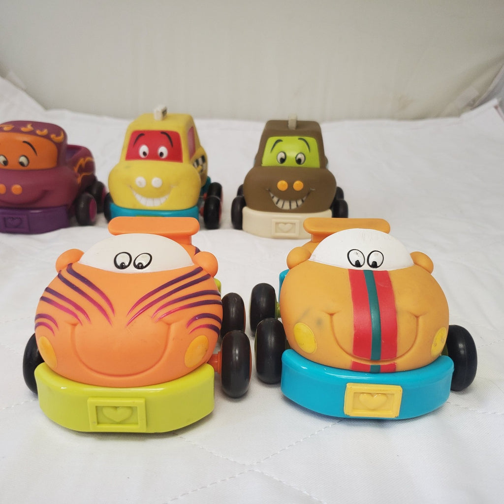 Lot of Assorted My B Toys Baby Toddler Plastic Toys Car, Taxi, And Truck