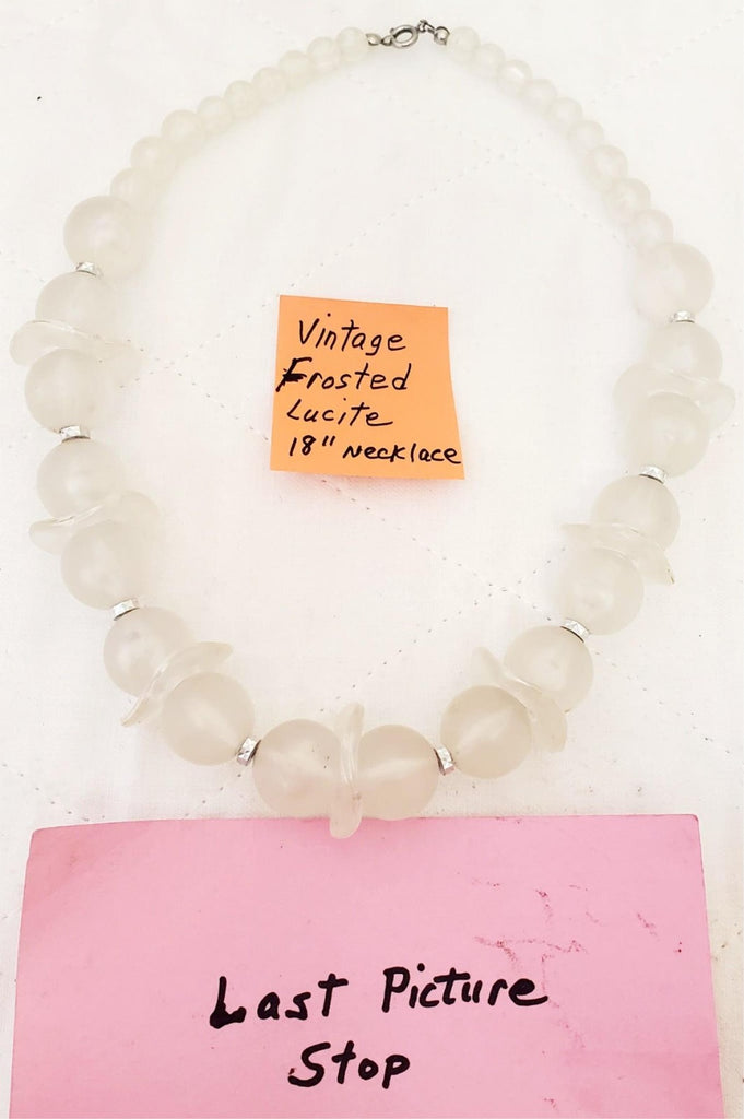 18" Vintage Frosted Lucite Necklace
