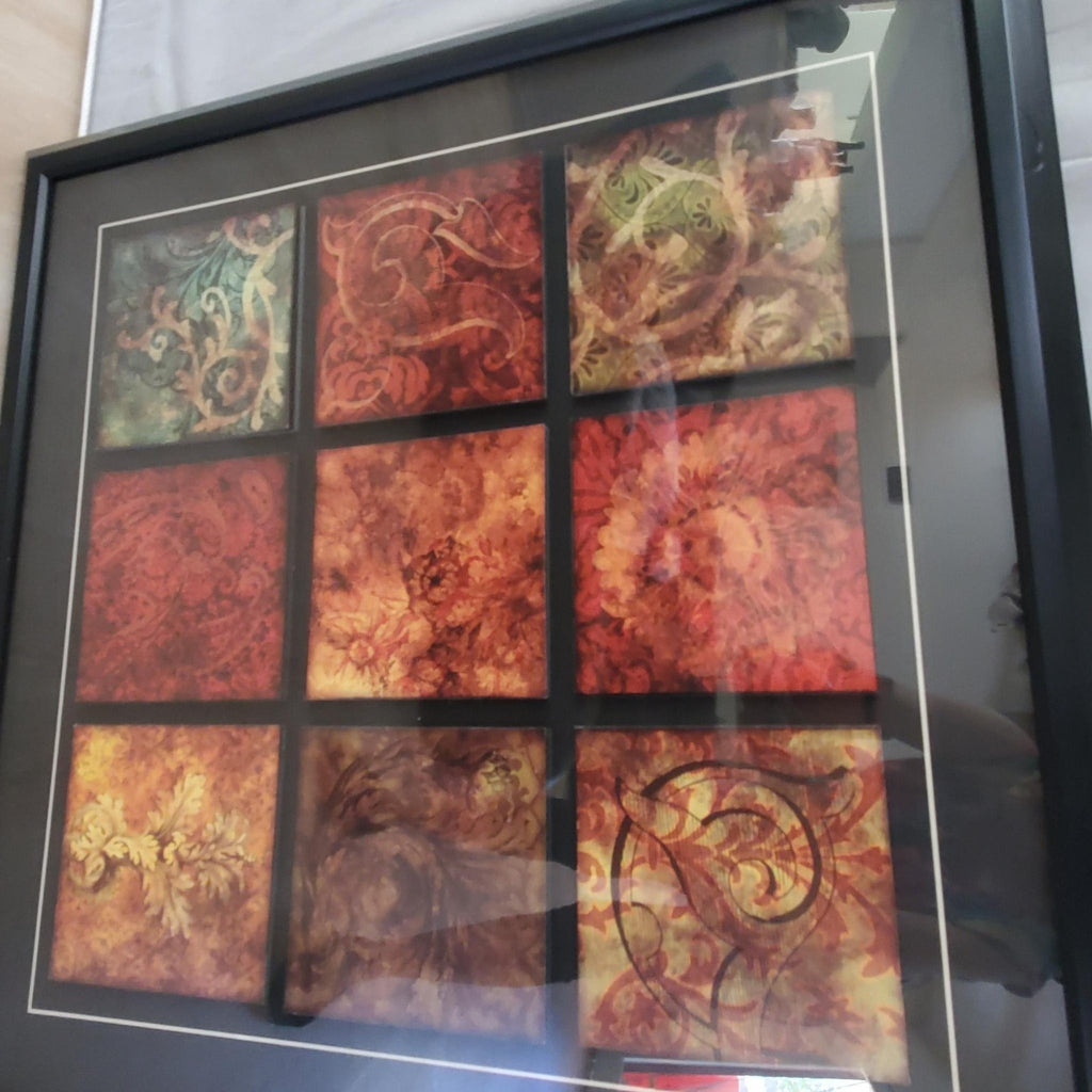 Arabesque Patchwork II Framed Glass Artowrk Wall Art 36 x 36 in