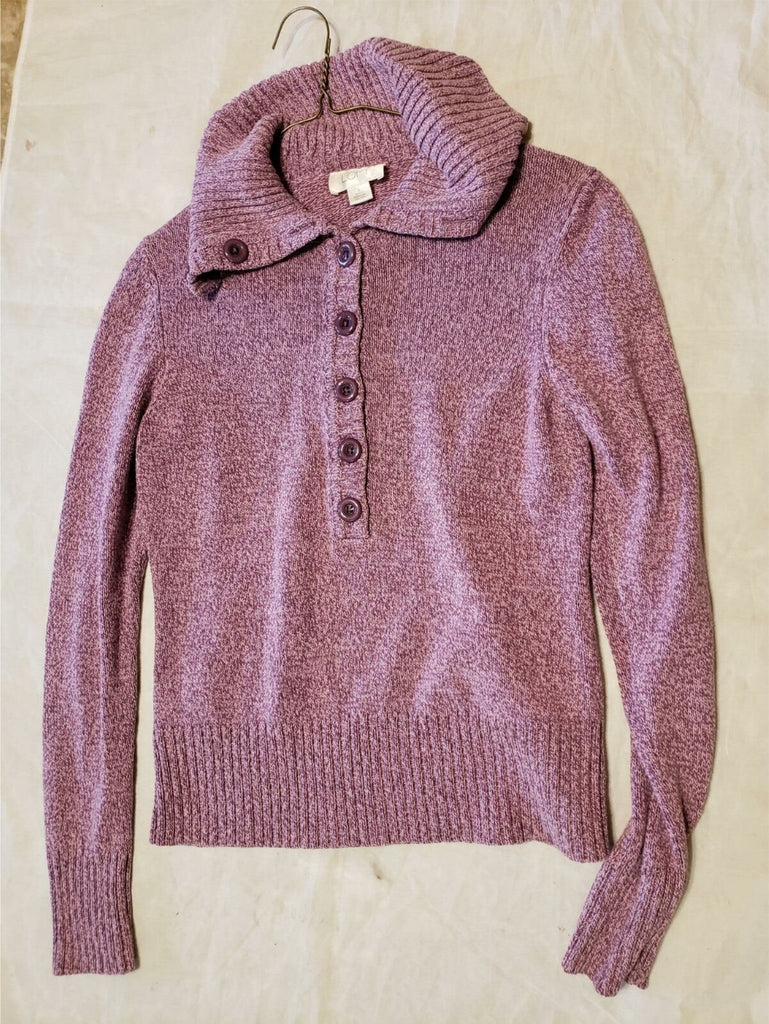 Ann Taylor LOFT Womens buttons collar Long Sleeve Sweater Wool Alpaca Size Small