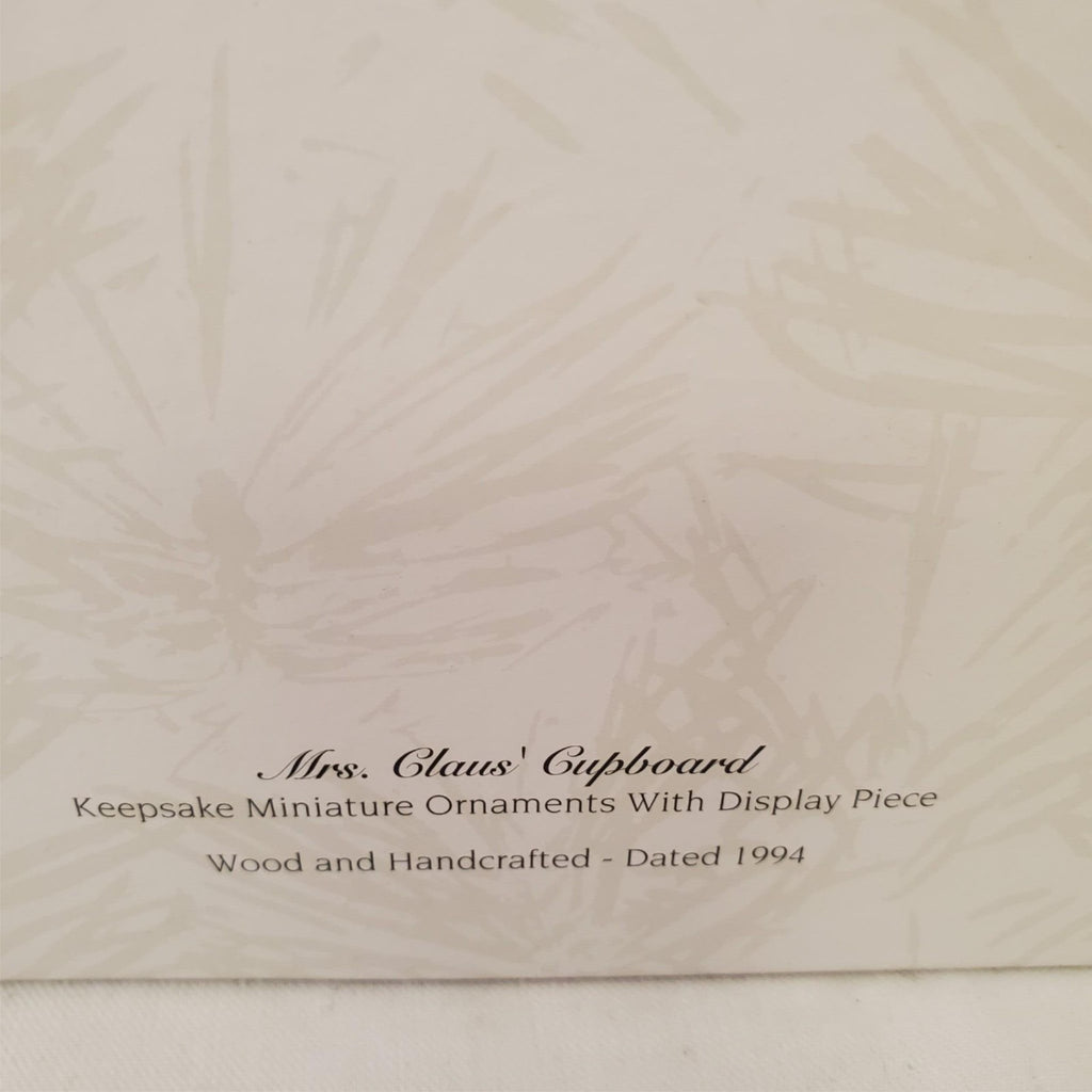 Hallmark Keepsake Ornaments Mrs. Calude Cupboard Mini Ornaments w/ Display Piece