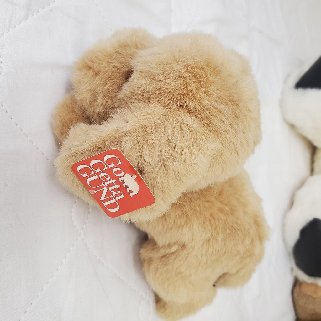 Set of 3 Vintage Plush Stuffed White Brown Bears & Dog Toys
