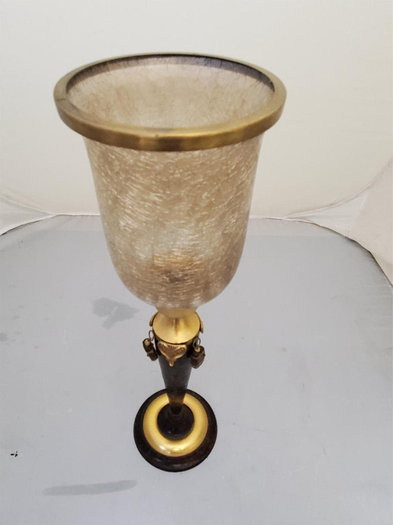 Tall Gold and Brown Antique Art Deco Table Candle Holder