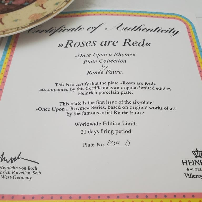 Heinrich Villeroy & Boch Once Upon a Rhyme Roses are Red Bone China Plate