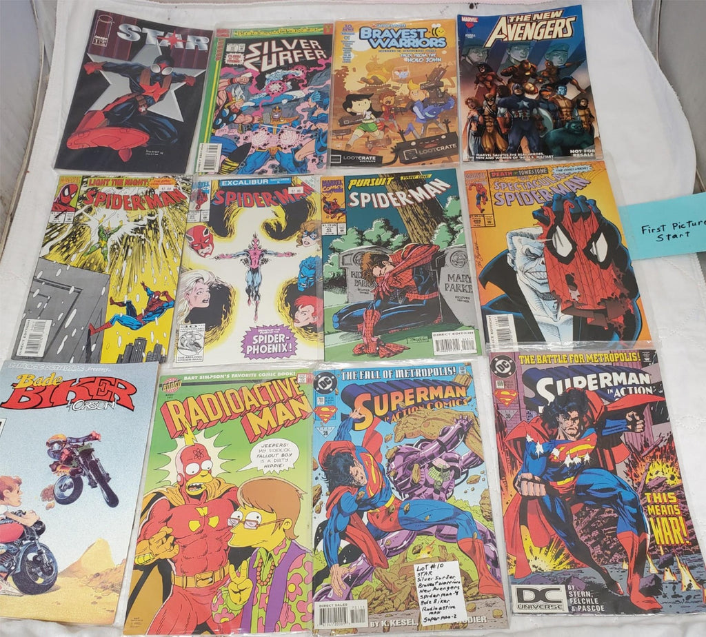 Lot of 12 Star SilverSurfer DC Marvel Superman Spiderman & Other Comic Books #10