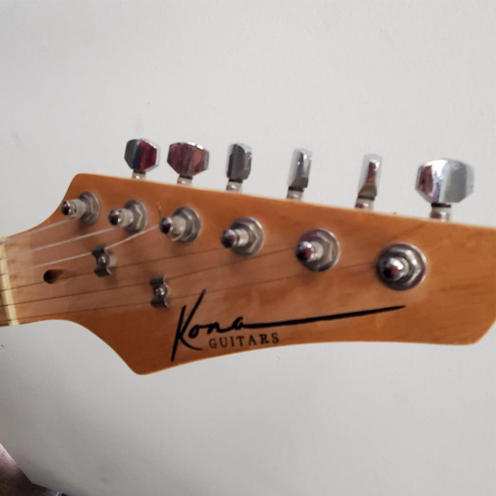 Kona Strat Style Black & White Electric Guitar