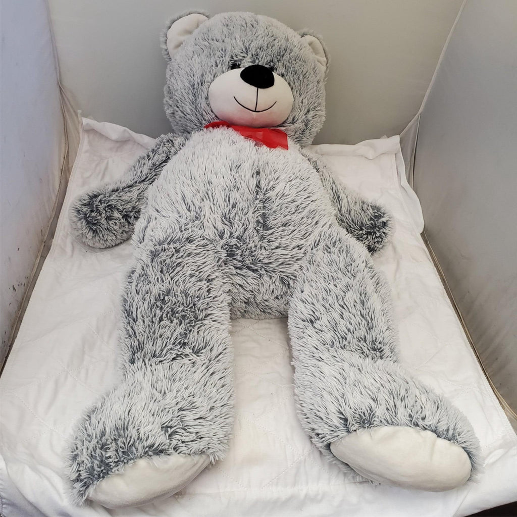 Jumbo 40" Plush Stuffed Animal Gray White Teddy Bear with Red Bow