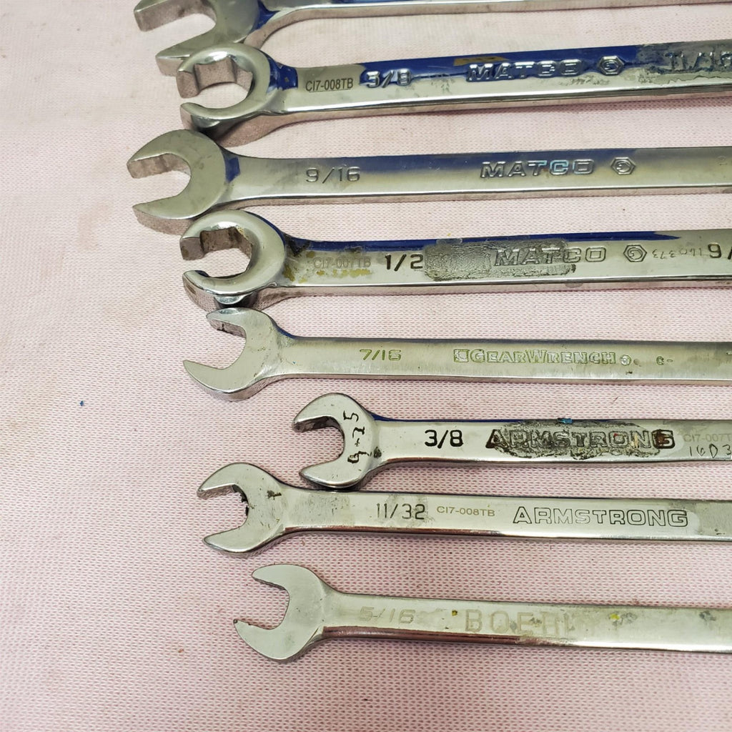Lot of 8 Assorted Open-End Combination Wrench Set LOT-173