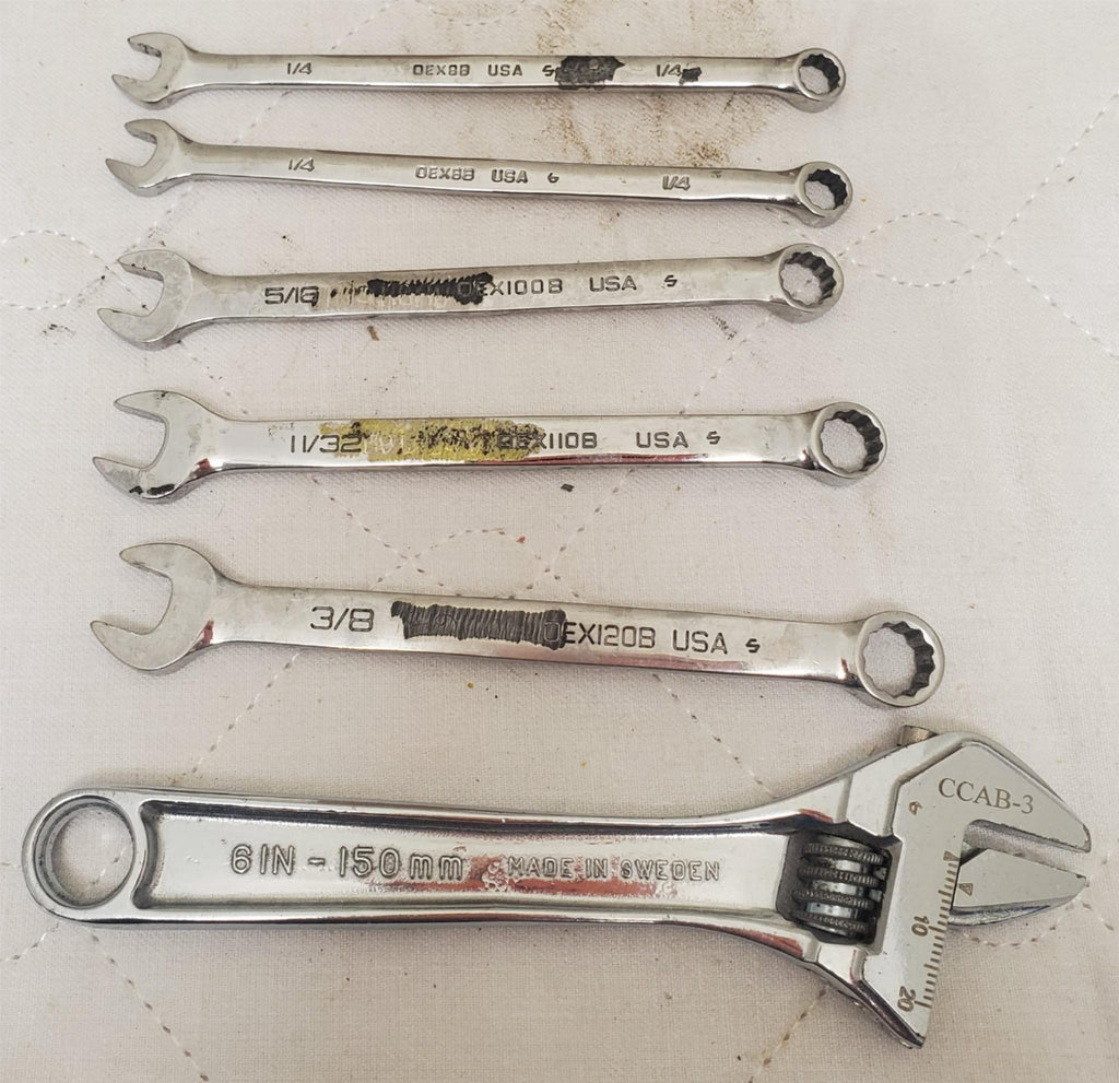 Lot Of 6 Snap On Combination Wrenches and Adjustable Spanner LOT-757