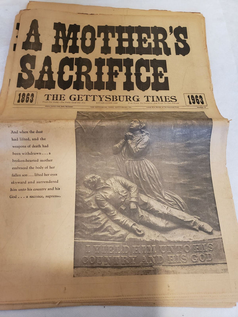 Lot of 7 Civil War Gettysburg A Mothers Sacrifice, Peace & Unity, Lee Newspaper