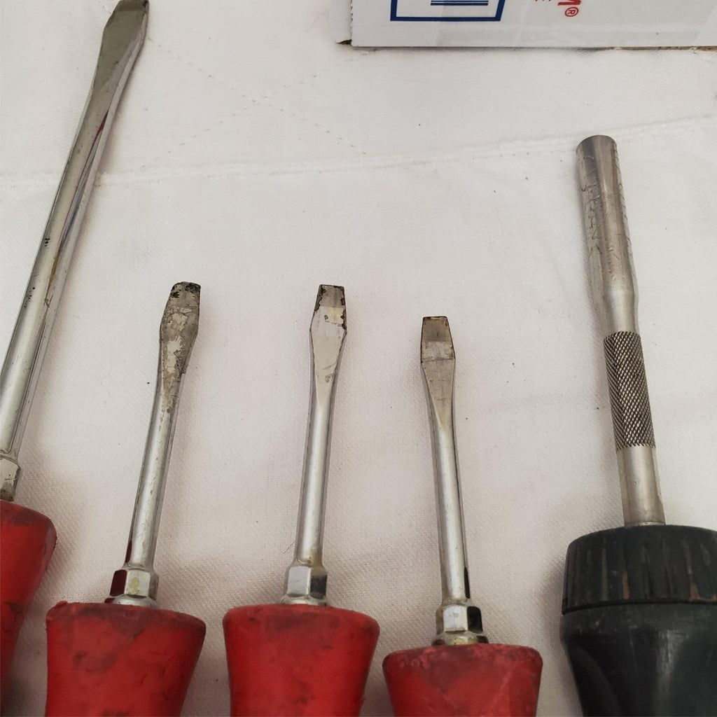 Lot of 7 Snap on Flathead Ratcheting & Hose Pick SoftGrip Screwdrivers LOT-480