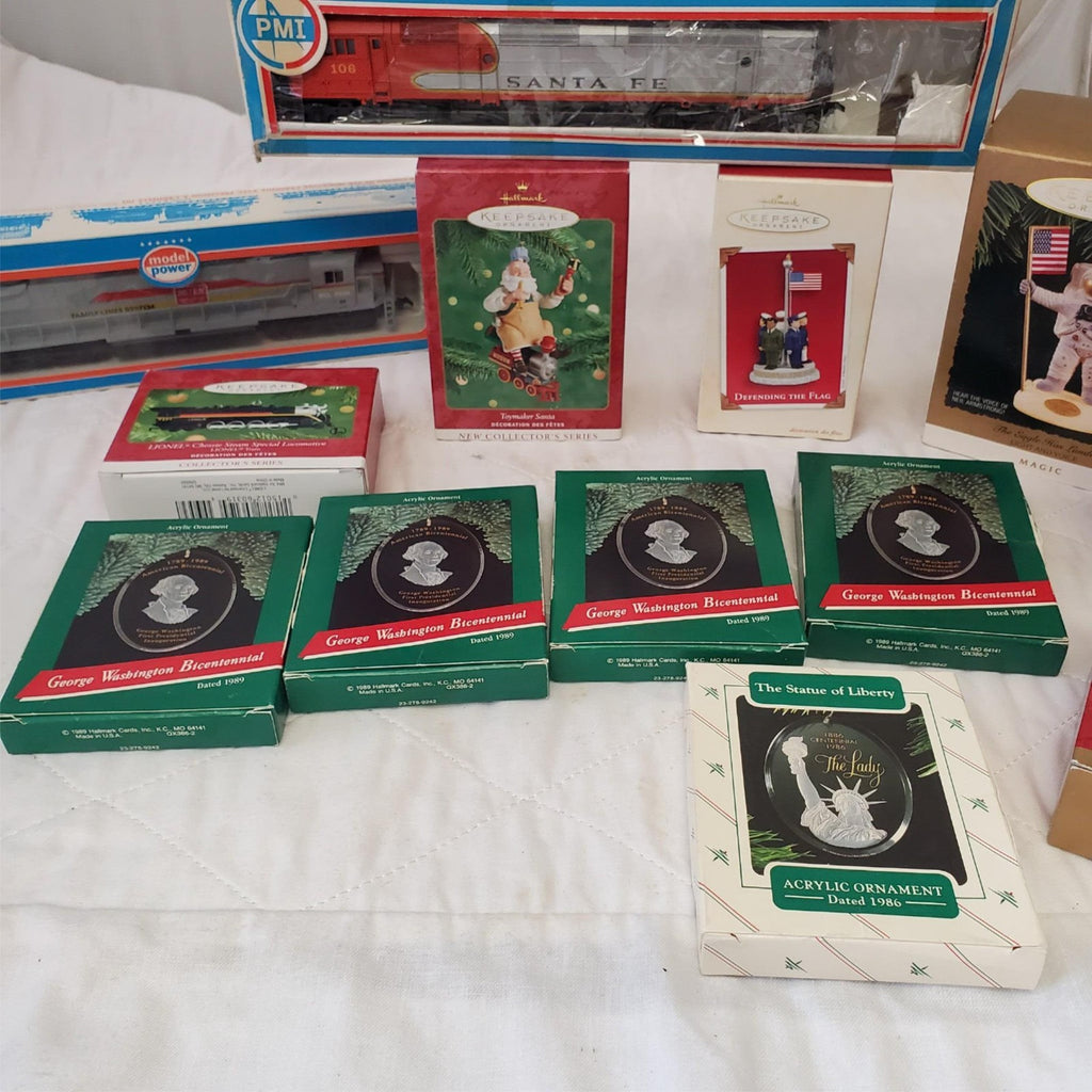Large Lot of Train and Space Christmas Ornaments Collection