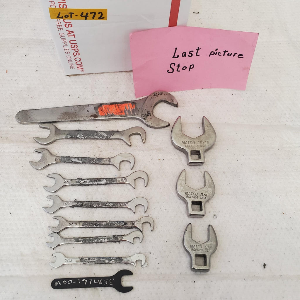 Lot of Assorted 4 Way Angle Head Open End, Crowfoot & other Wrenches LOT 472
