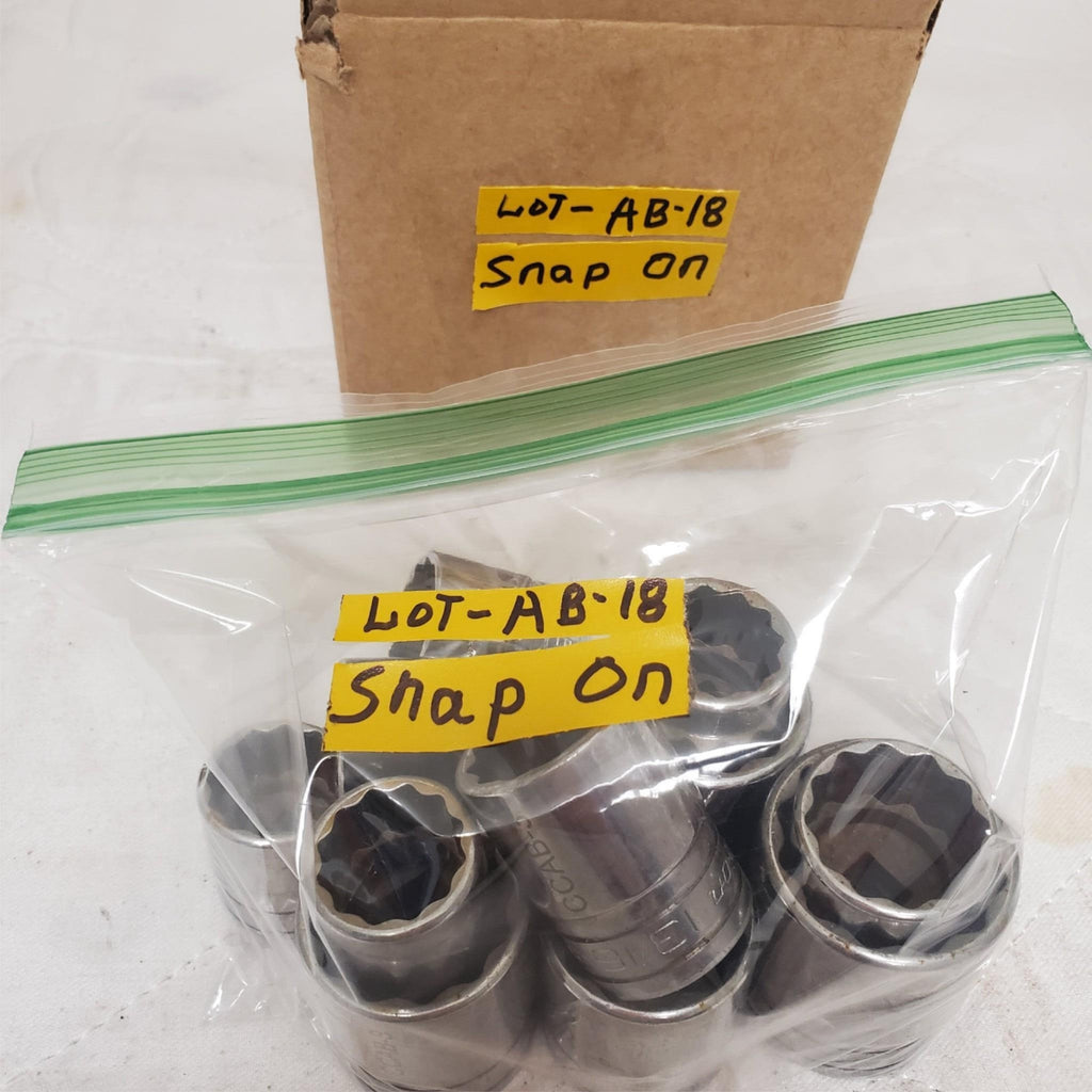 Lot of 12 Snap-on Deep Chrome Socket Mixed Set LOT-AB-18