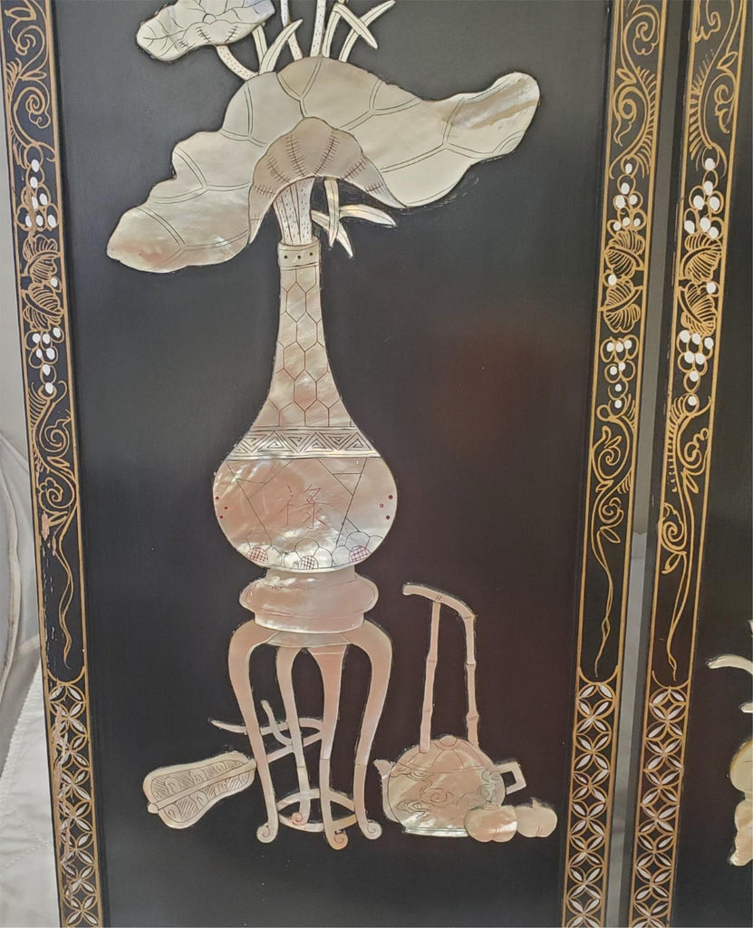 Pair Vintage Japanese laquer Wall Panels