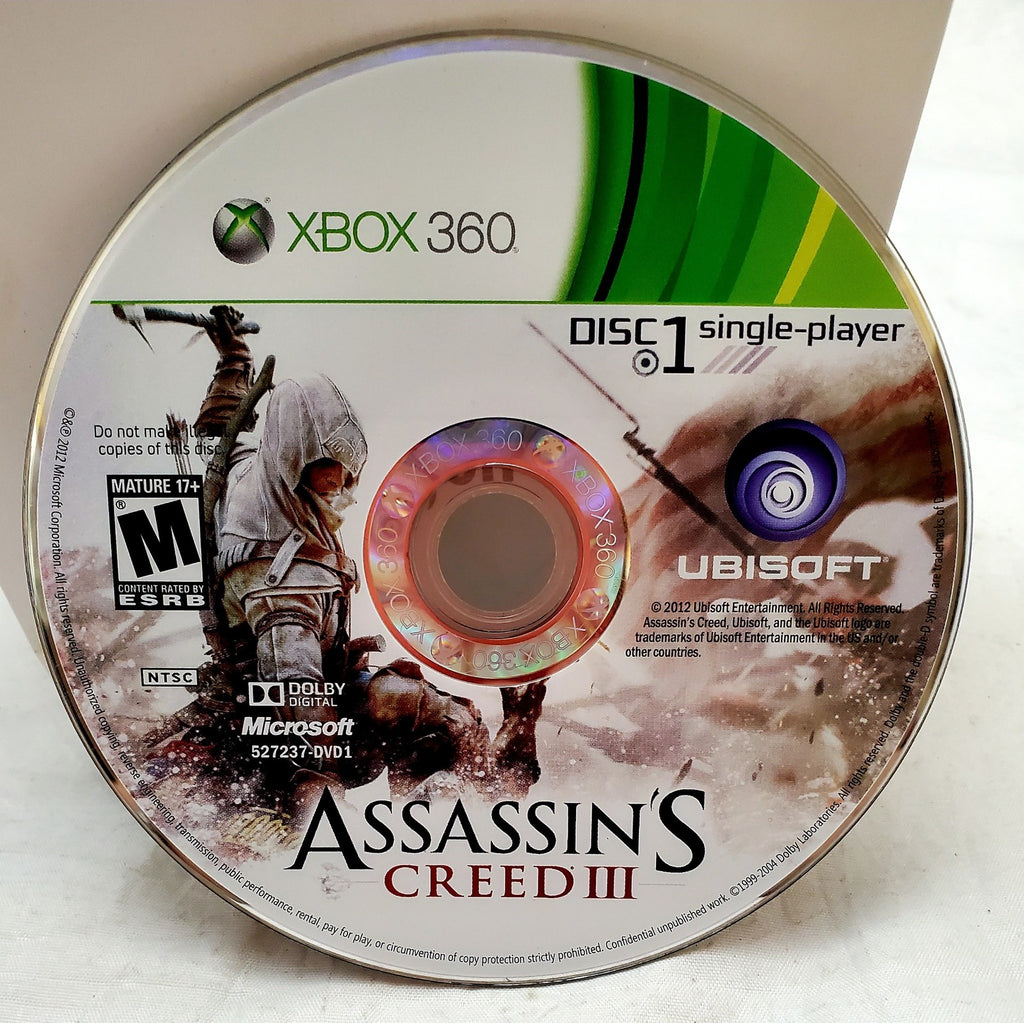Assassin's Creed III Single player Disc Microsoft Xbox 360 Game Disc Only