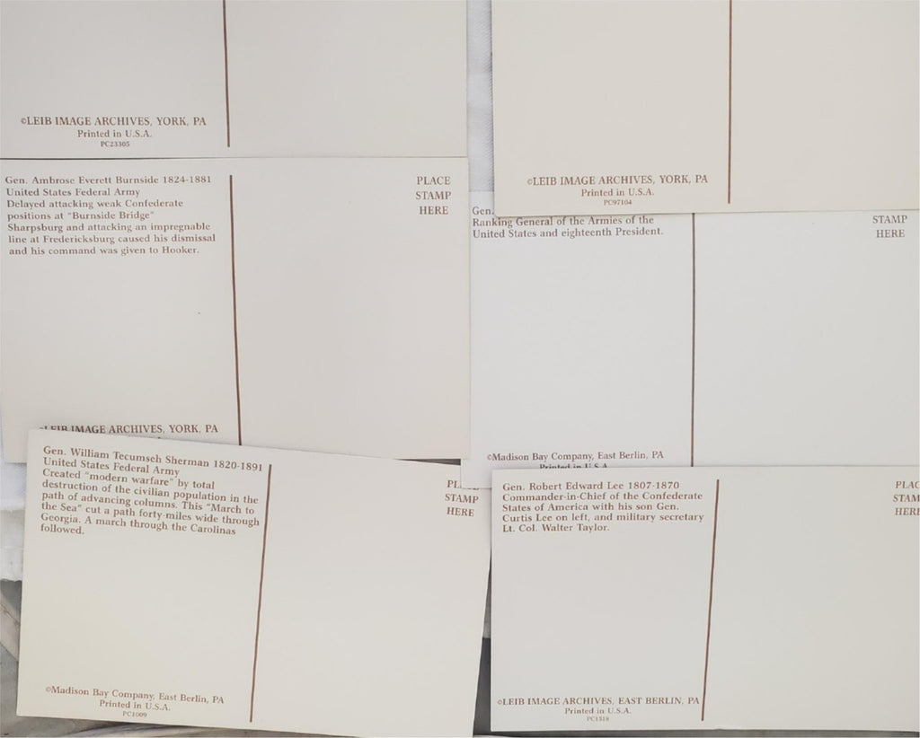 civil war post cards Leib Image unposted, York PA,  Lincoln, Grant, Lee, Davis