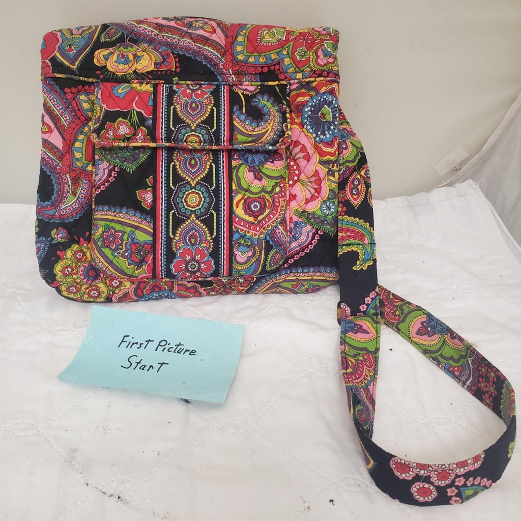 Vera Bradley 10"x10" Black Pink Quilted Filigree Purse Tote Shoulder Handbag
