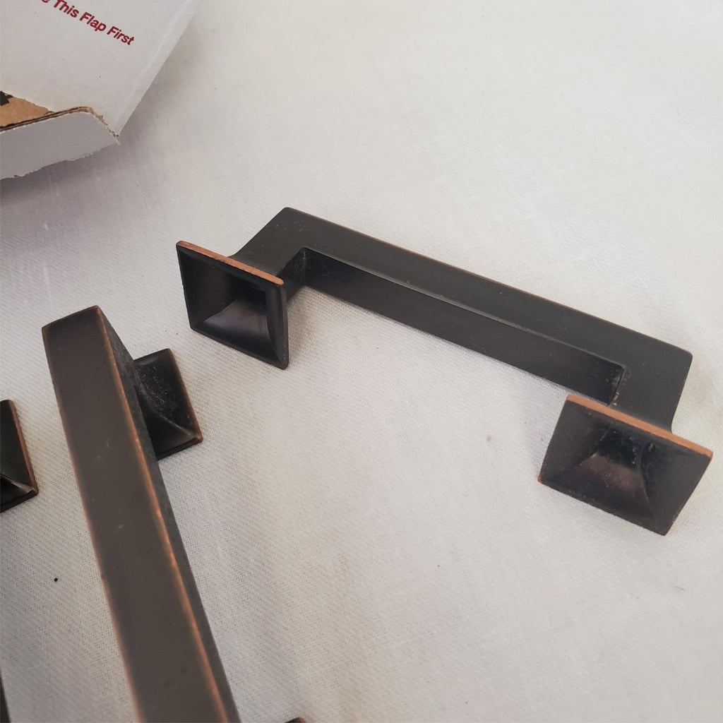 Lot of 11 Square Solid Metal Copper Black 4" Long Drawer Pulls Handles