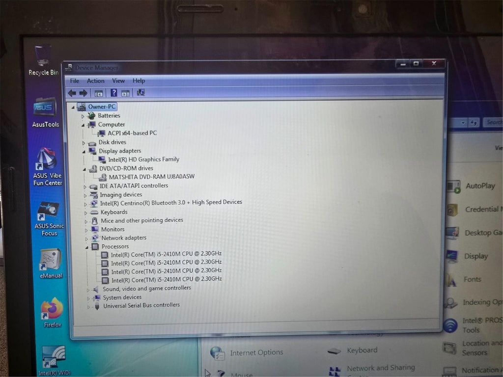 Asus Notebook K53E Series Intel Core i5-2410M 2.30GHz 4GB RAM Laptop