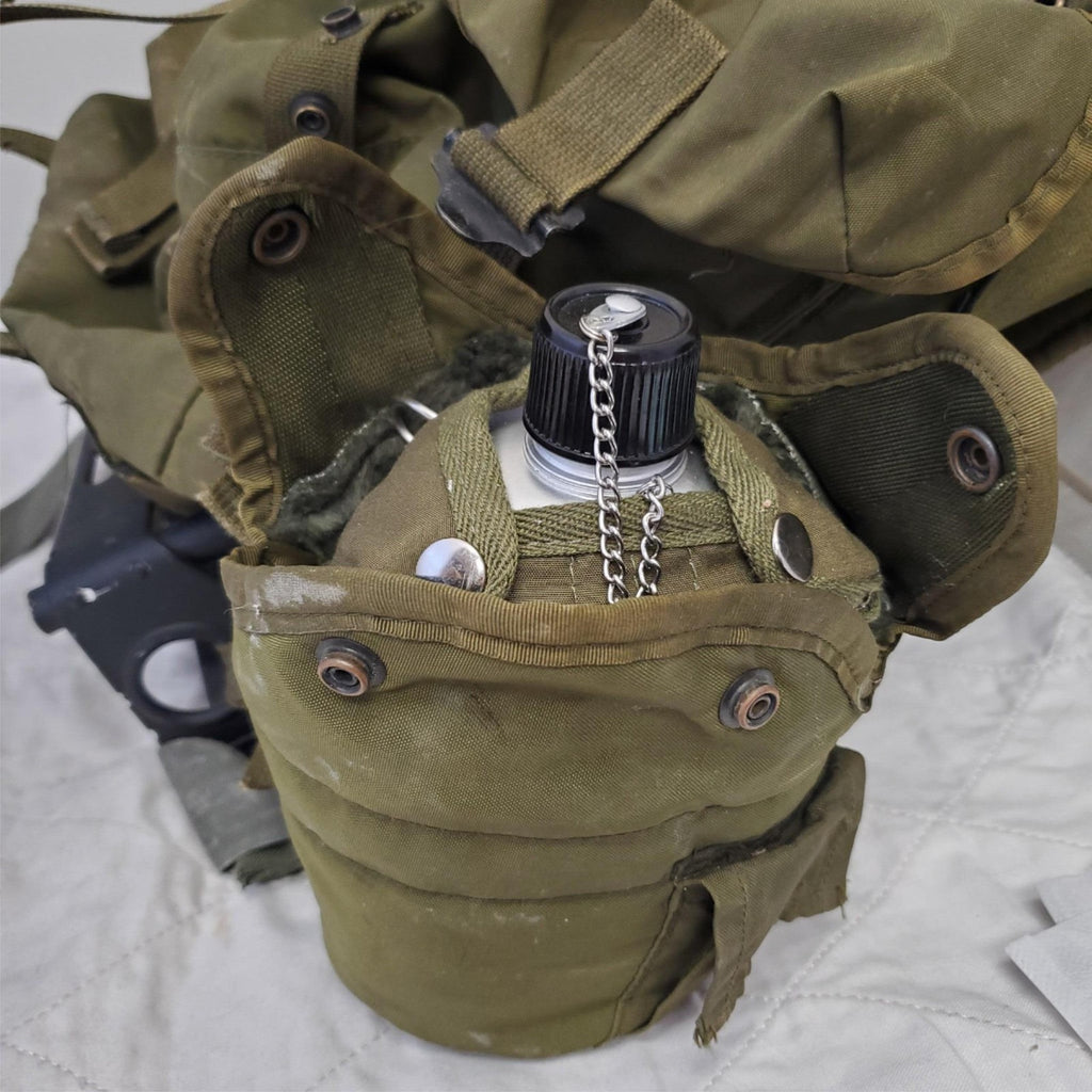 US Military Field Back Pack, Fleece Lined Canteen Canvas Pouch & Shooting Gloves