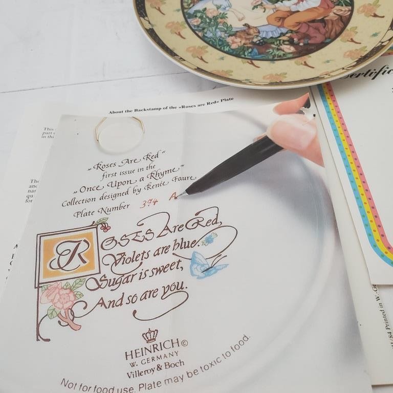 Heinrich Villeroy & Boch Once Upon a Rhyme Roses are Red Bone China Plate