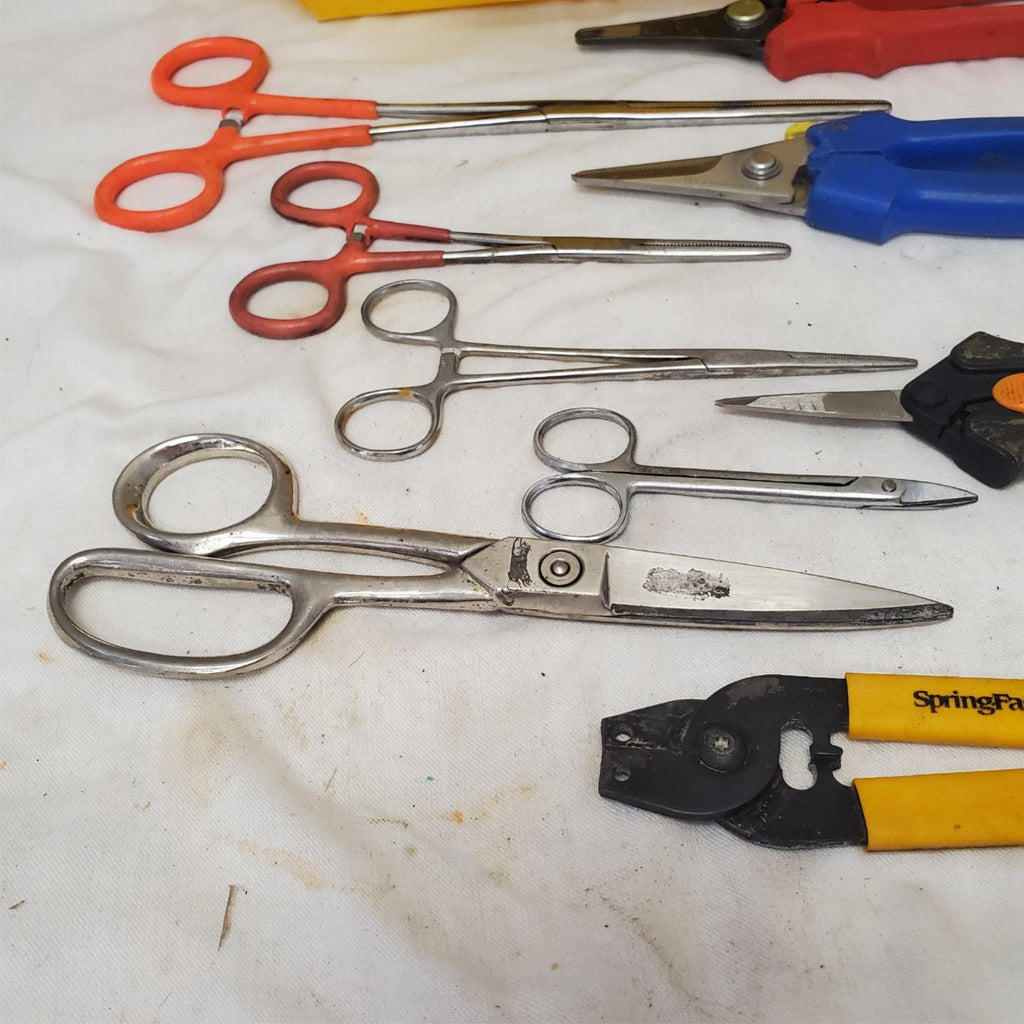 Lot of 9 Assorted Shears Scissors & Crimping Tool LOT-878
