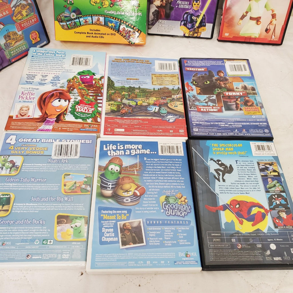 Lot of Various VeggieTales, Magic School Bus, Spiderman & other DVDs