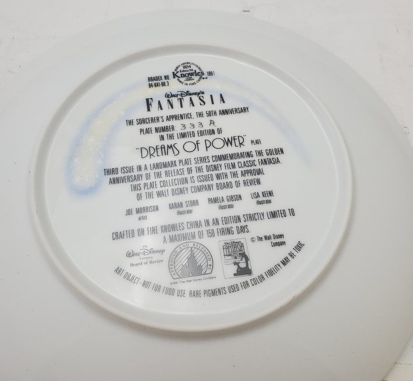 Walt Disney's Fantasia “Dreams of Power” Collector's Plate Edwin M. Knowles 1991