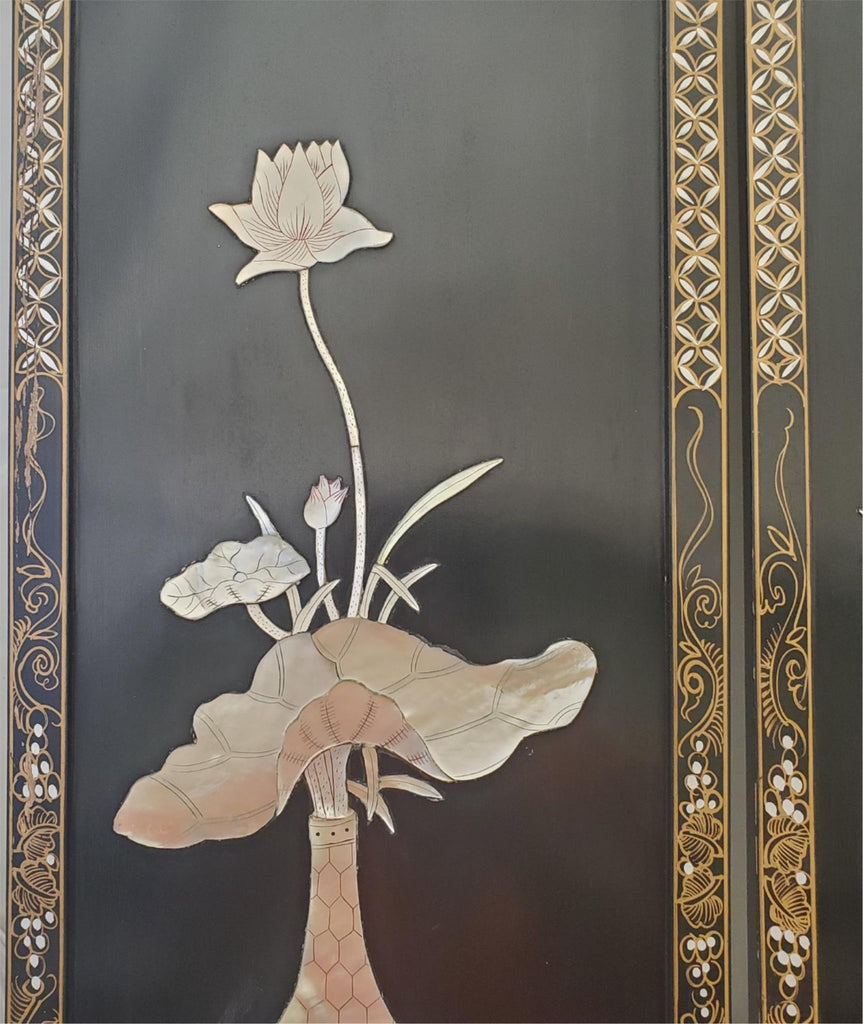 Pair Vintage Japanese laquer Wall Panels