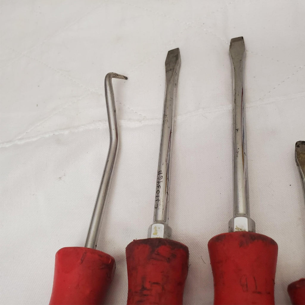 Lot of 7 Snap on Flathead Ratcheting & Hose Pick SoftGrip Screwdrivers LOT-480