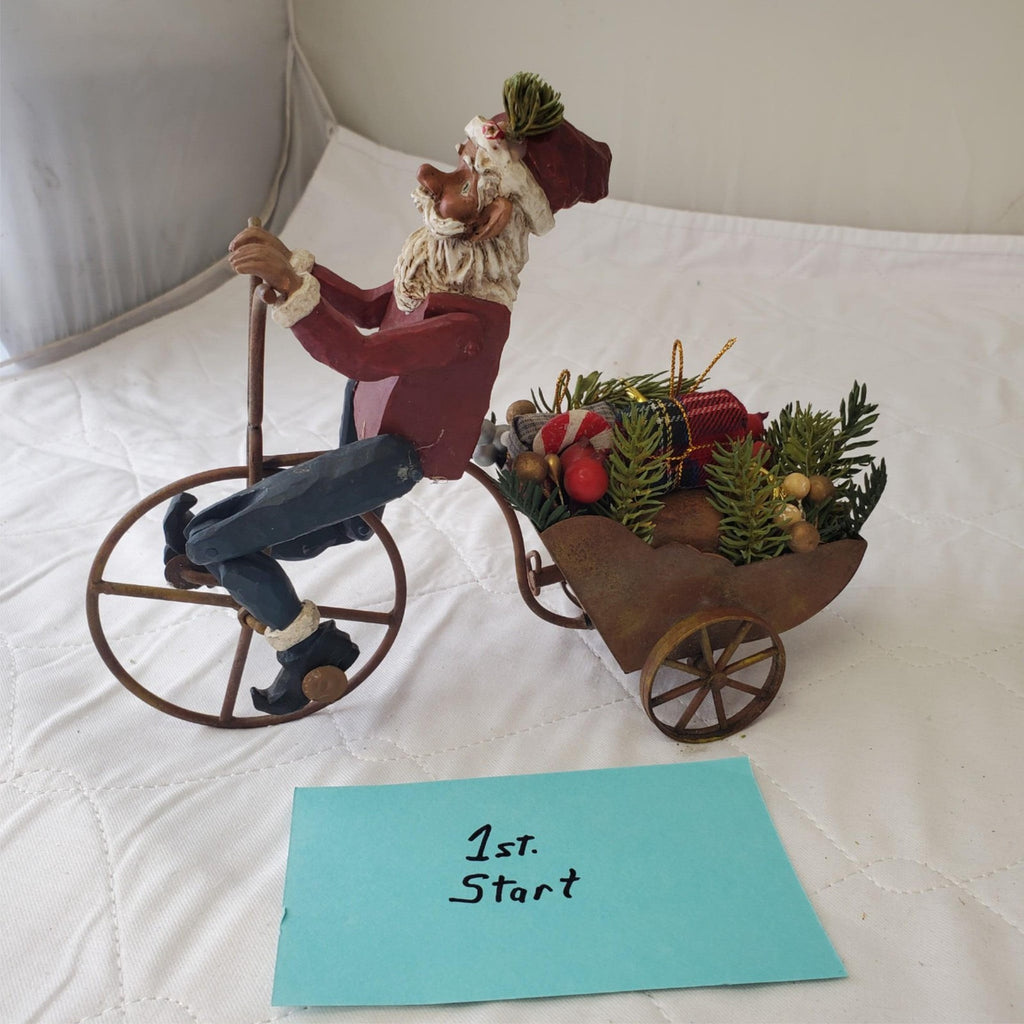 Vintage Cycling Santa Christmas Wind-up Toy Figure