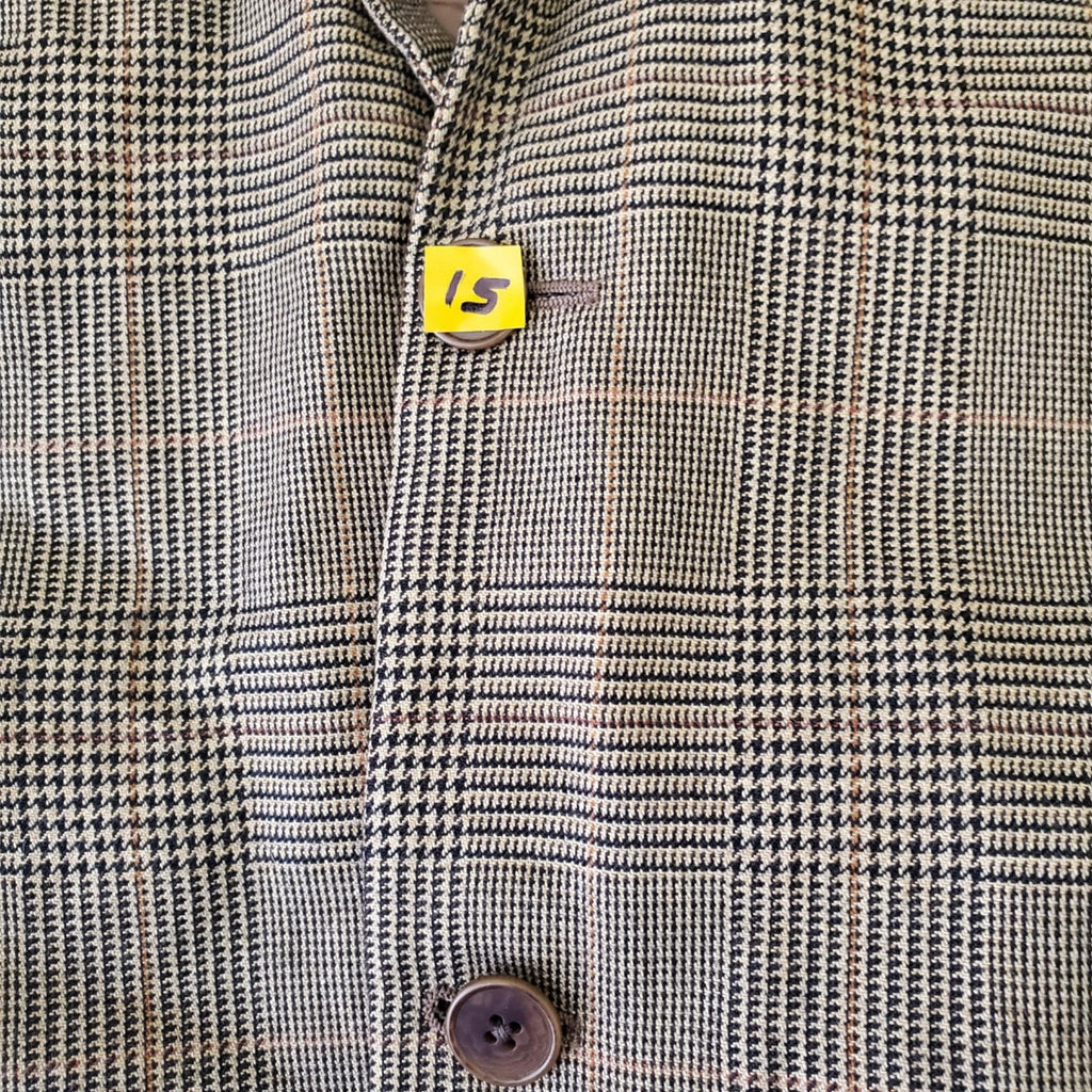 Joseph Abboud Sink Cashmere Copper Brown Check Blazer Suit Jacket Sport Coat 44L