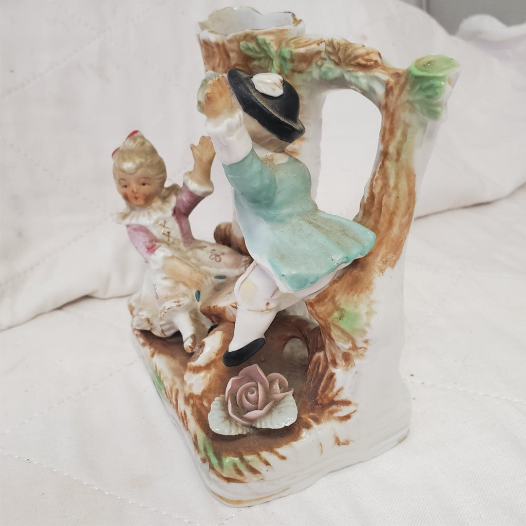 Victorian German Porcelain Children on Teeter Totter Figurine Vase