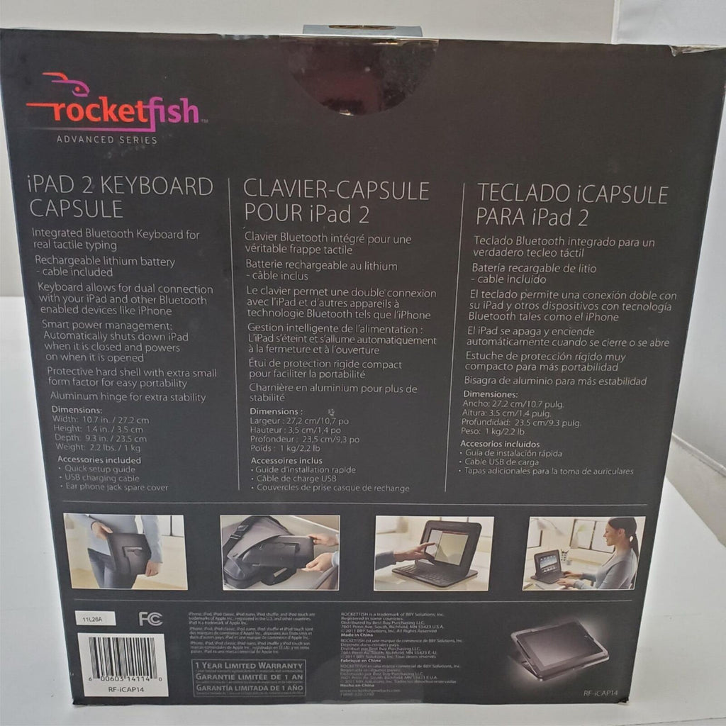 Rocketfish RF-iCAP14 iPad 2/iPad (3rd Gen) Bluetooth Keyboard Hard Shell Capsule
