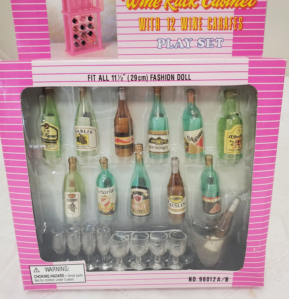 Gloria Wine Rack Cabinet with 12 Wine Carafes Play Set