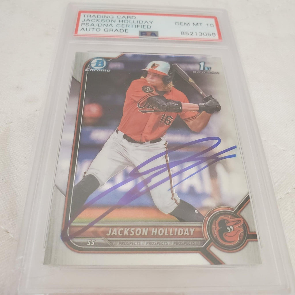 Jackson Holliday Signed 2022 Auto PSA/DNA Certified Bowman Chrome Card 10 Mint
