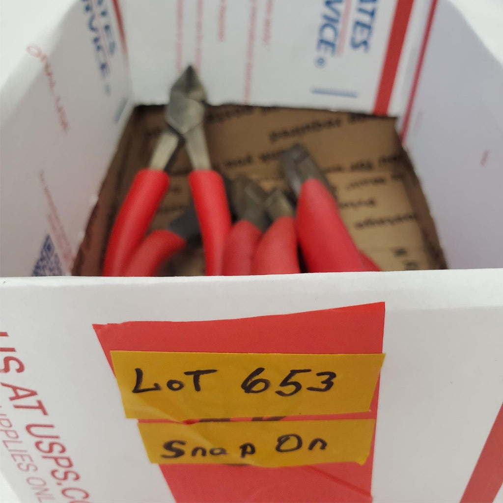 Lot of 5 Snap-on Long Diagonal Cutters Pliers Red Soft Handle LOT-653