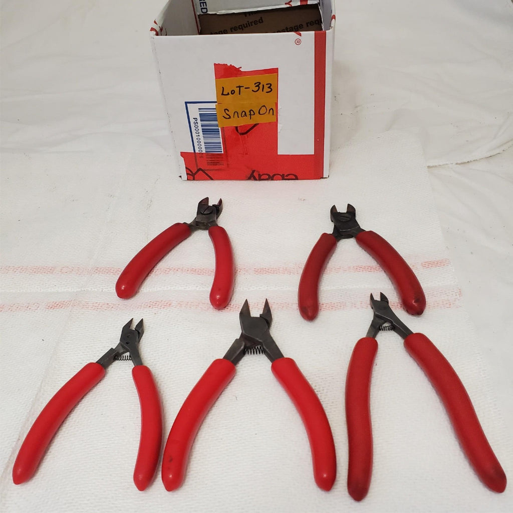 Lot of 5 Snapon Long Vector Edge Diagonal Cutters Pliers Red Soft Handle Lot-313