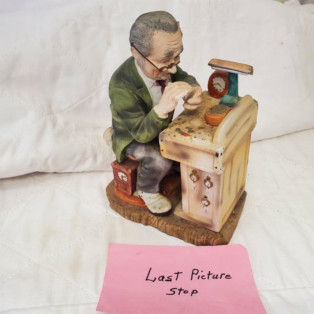 LEFTON 6647 Porcelain Bisque Watchmaker Horologist Figurine