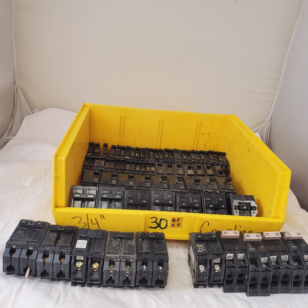 Large Lot of 61 Used Circuit Breakers Assorted