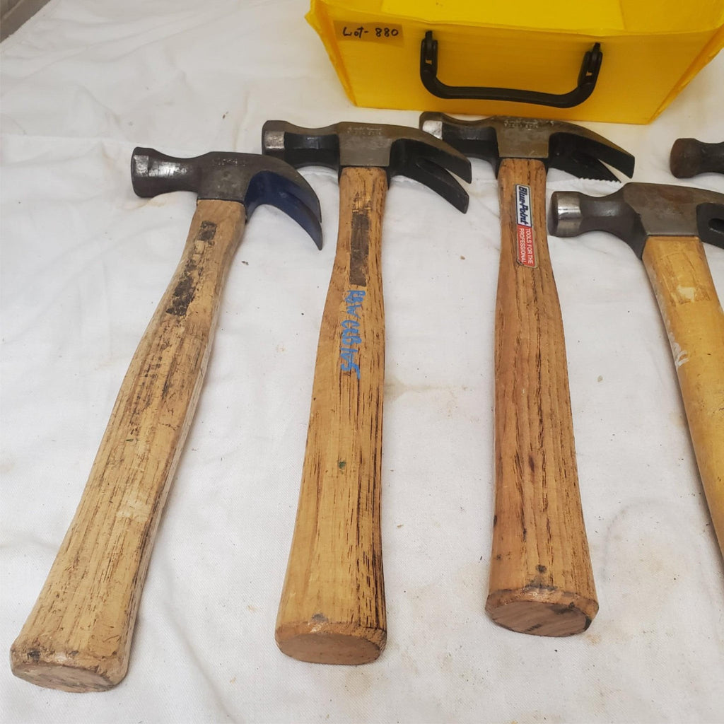 Lot of 5 Vintage Wooden Handle Claw Hammers LOT-880