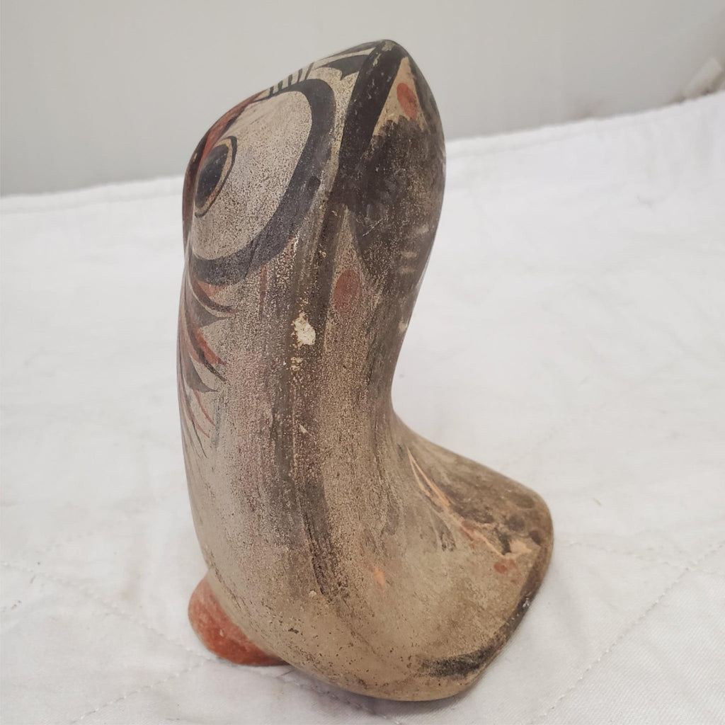 Vintage Tonala Mexican Folk Art Pottery Owl Figurine